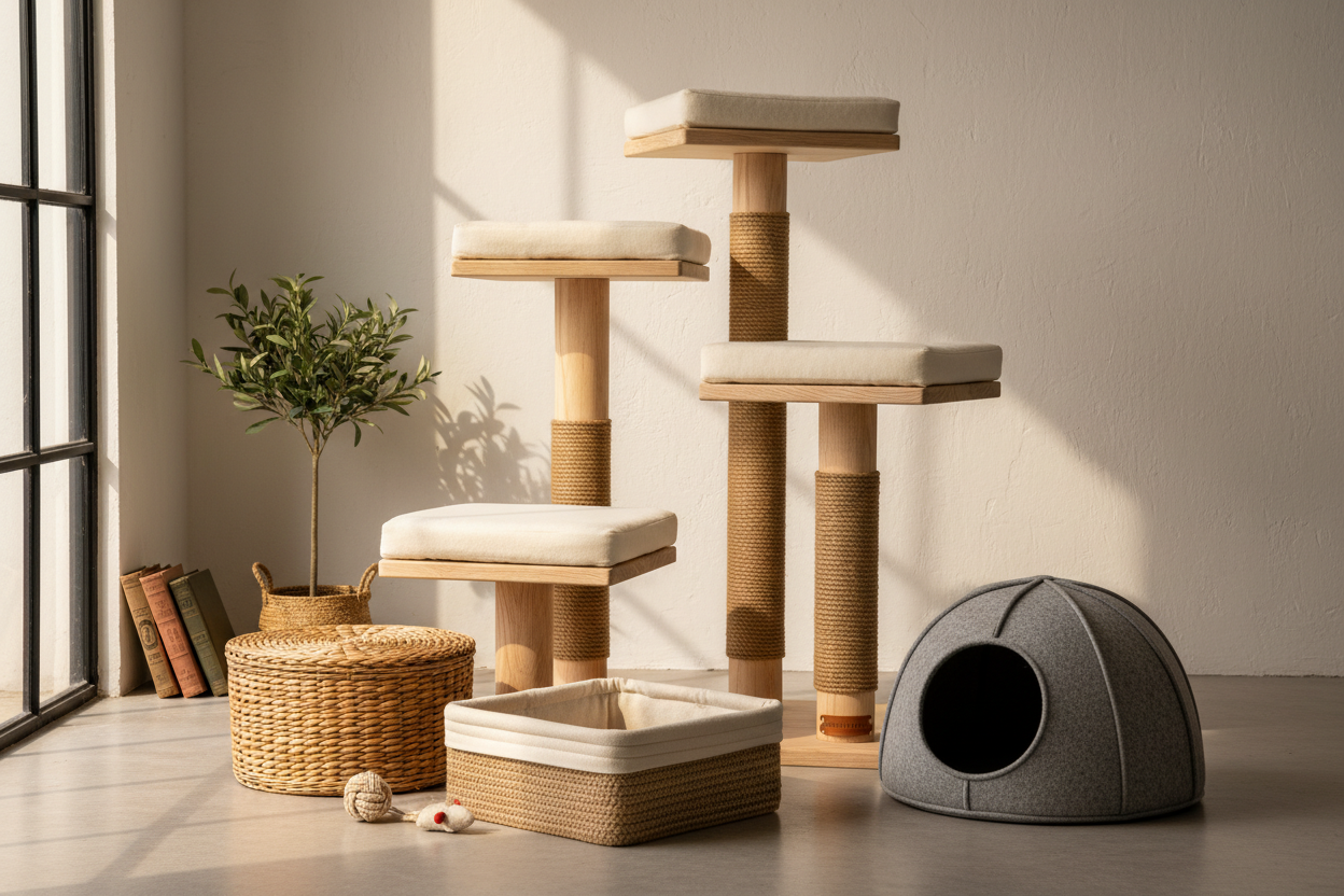 image pour le site un Enterprise fabrication arbre a chat et panier pour chat fait main