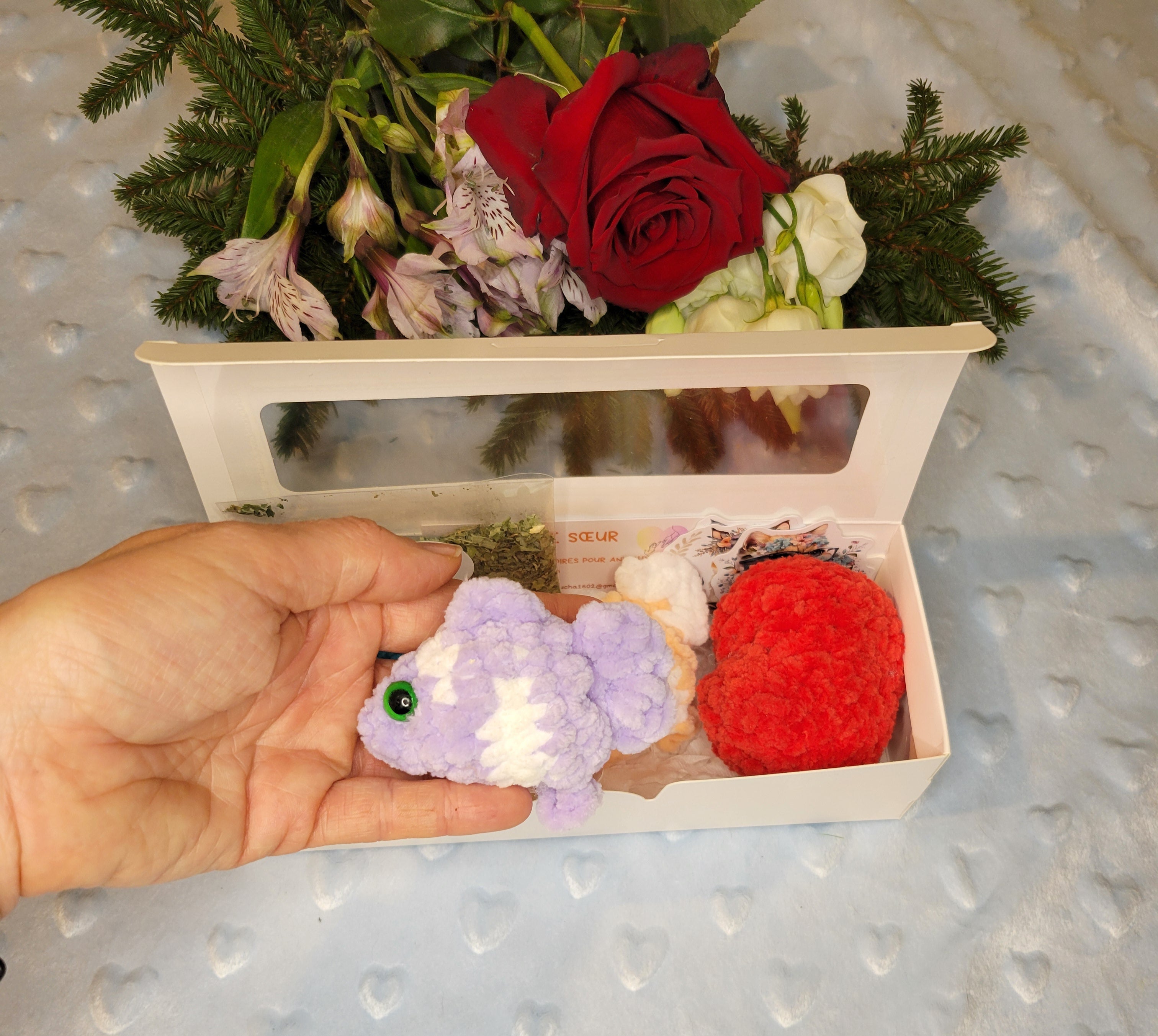 Jouets pour chat faits main au crochet – coffret Saint-Valentin